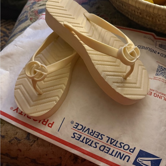 Cream Platform Sandals DHgate GG slides - Picture 1 of 7